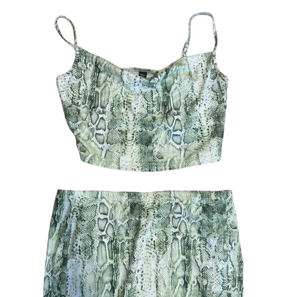 2/$30 SHEIN Plus Snakeskin Cami Top & Split Skirt Co-Ord Set